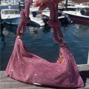 Cult Gaia Pink “Hera” Mini Rhinestone Shoulder Bag
